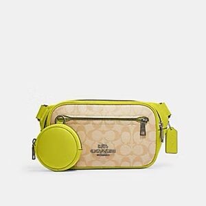 Coach Elias Belt Bag in Colorblock Signature Canvas with Matching Wallet